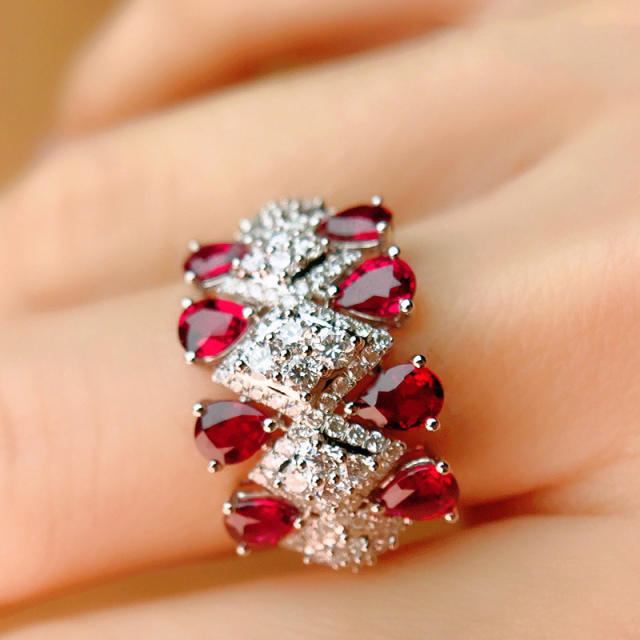 Elegant faux ruby cubic zircon setting rings