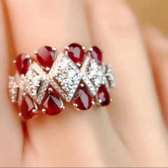 Elegant faux ruby cubic zircon setting rings