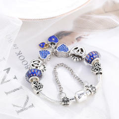 Delicate diamond heart blue color diy bracelet