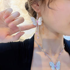 Elegant pave setting cubic zircon butterfly jewelry set