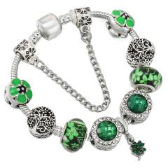 Spring design green color clover beads diy bracelet