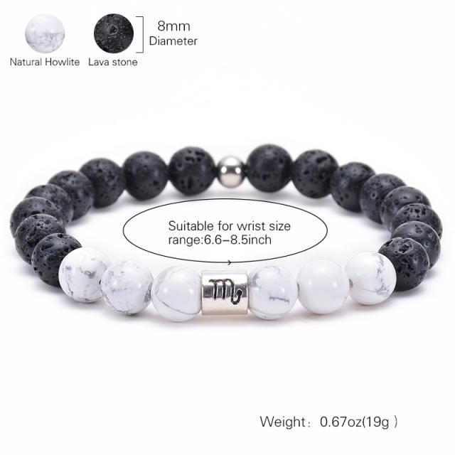 Hot sale zodiac series Volcanic stone couple bracelet