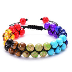 Amazon hot sale colorful natural stone bead braid bracelet