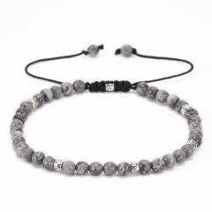 4MM colorful natural stone bead adjustable bracelet
