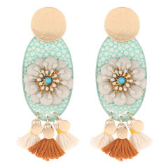 Boho rope tassel flower earrings