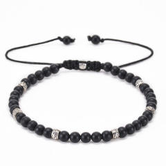 4MM colorful natural stone bead adjustable bracelet