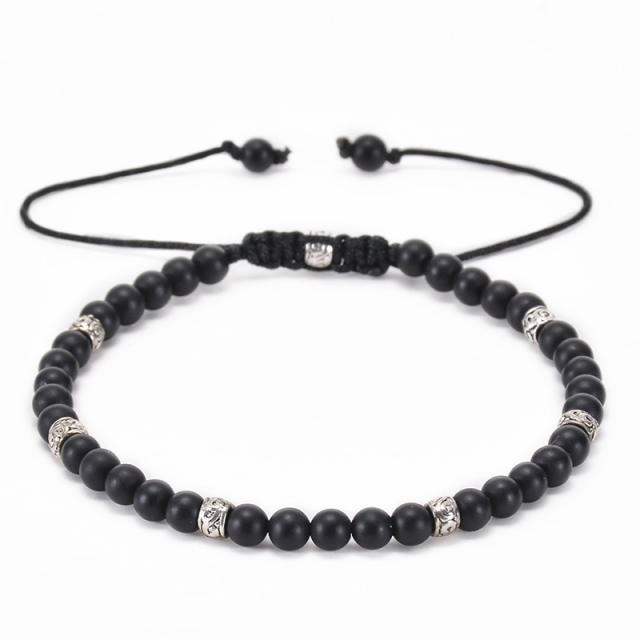 4MM colorful natural stone bead adjustable bracelet