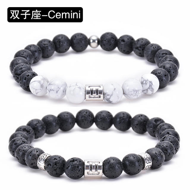 Hot sale zodiac series Volcanic stone couple bracelet