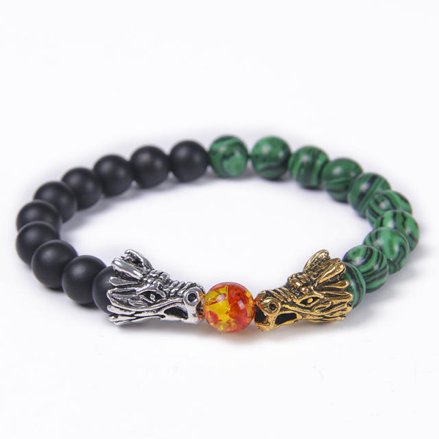 Amazon hot sale natural stone dragon head bead bracelet