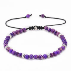 4MM colorful natural stone bead adjustable bracelet