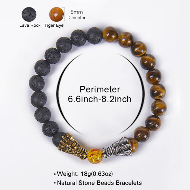 Amazon hot sale natural stone dragon head bead bracelet