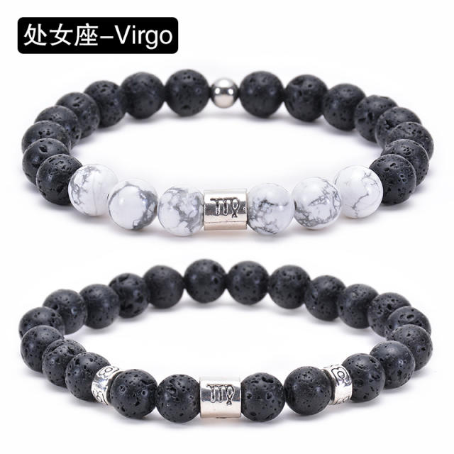 Hot sale zodiac series Volcanic stone couple bracelet