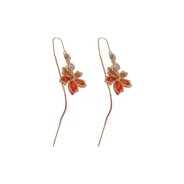 Delicate real gold plated Maple leaf threader earrings