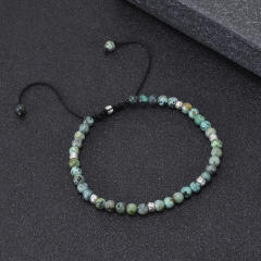 4MM colorful natural stone bead adjustable bracelet