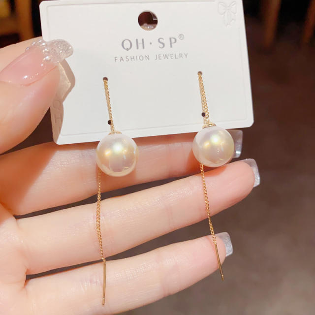 Korean fashion easy match color pearl threader earrings
