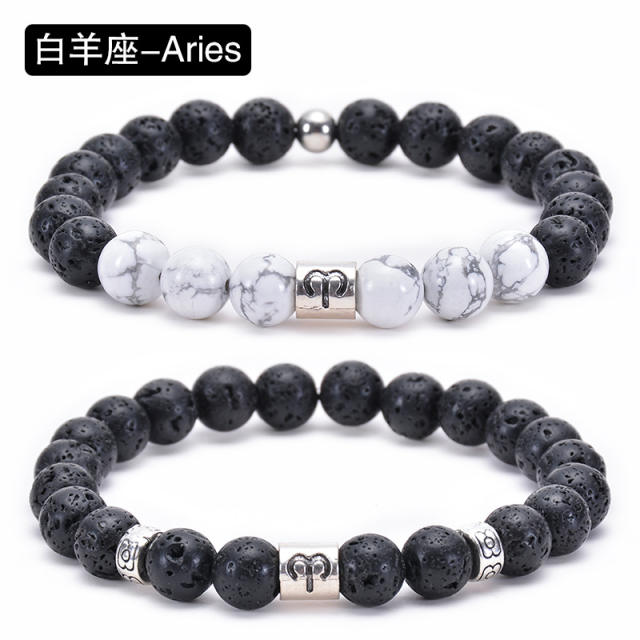 Hot sale zodiac series Volcanic stone couple bracelet