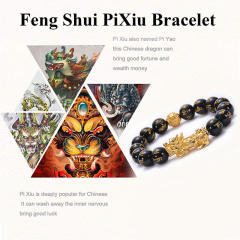 12mm Obsidian bead pixu bracelet for men
