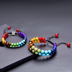 Amazon hot sale colorful natural stone bead braid bracelet