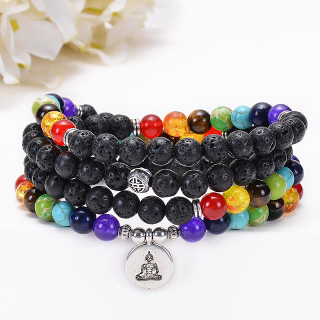 108pcs natural stone bead layer bracelet