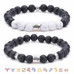 Hot sale zodiac series Volcanic stone couple bracelet