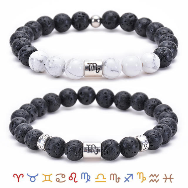 Hot sale zodiac series Volcanic stone couple bracelet