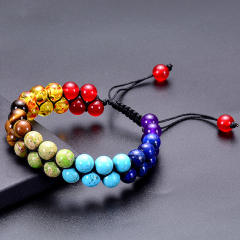 Amazon hot sale colorful natural stone bead braid bracelet