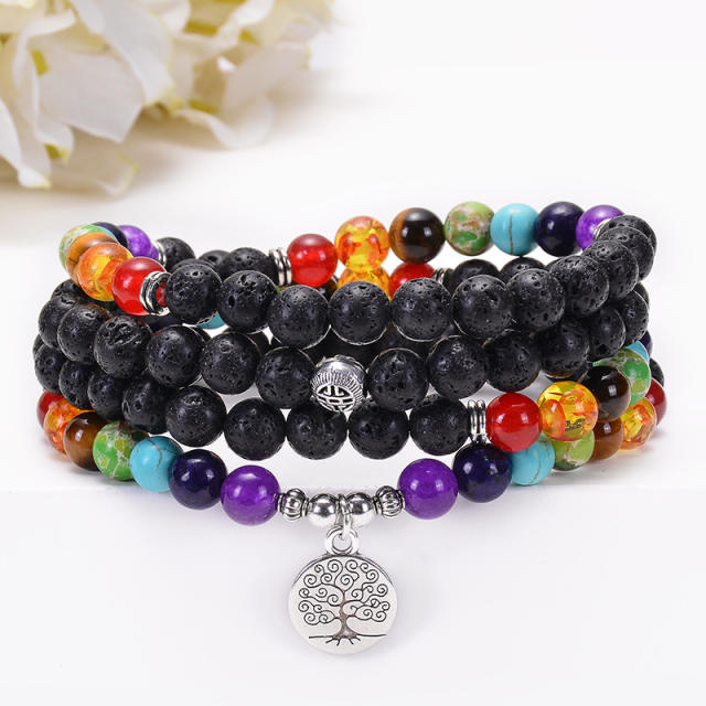 108pcs natural stone bead layer bracelet