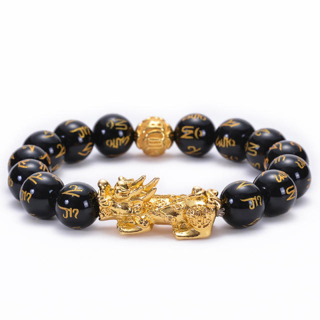 12mm Obsidian bead pixu bracelet for men