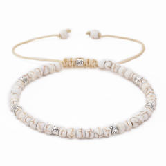 4MM colorful natural stone bead adjustable bracelet