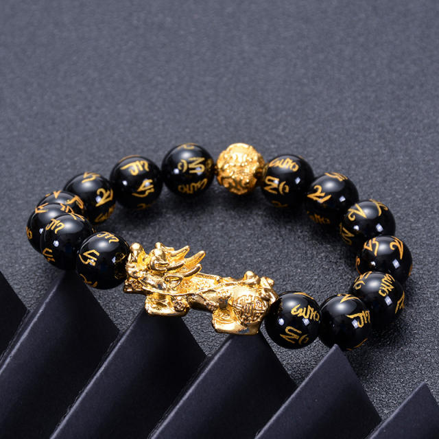 12mm Obsidian bead pixu bracelet for men