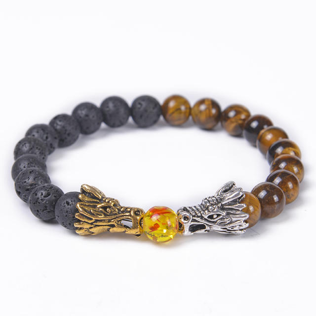 Amazon hot sale natural stone dragon head bead bracelet