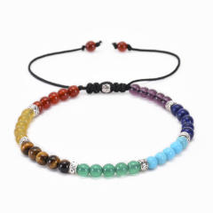 4MM colorful natural stone bead adjustable bracelet