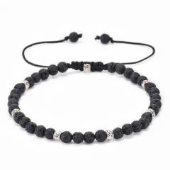 4MM colorful natural stone bead adjustable bracelet