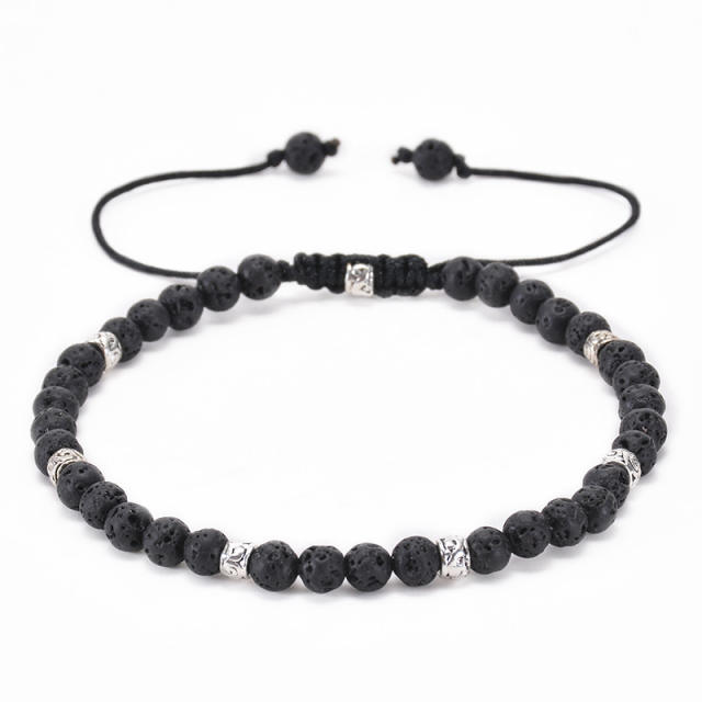 4MM colorful natural stone bead adjustable bracelet