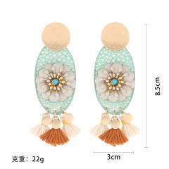 Boho rope tassel flower earrings
