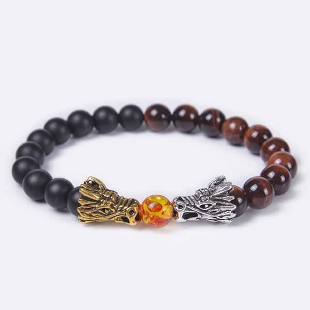 Amazon hot sale natural stone dragon head bead bracelet