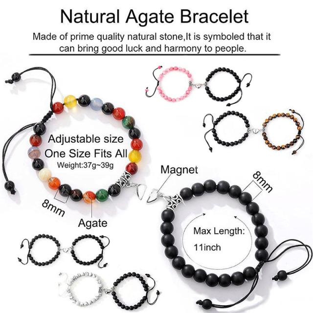 Amazon hot sale heart shape Magnetic buckle couple bracelet