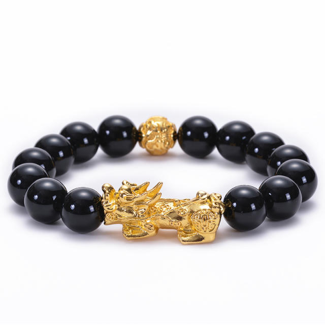 12mm Obsidian bead pixu bracelet for men