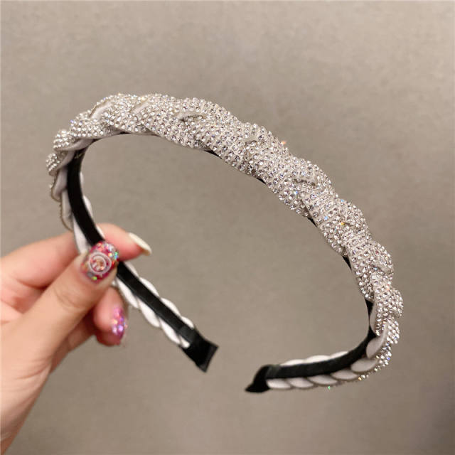 Korean fashion rhinestone chain fabric braid headband