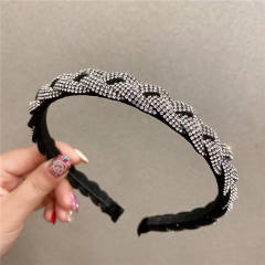 Korean fashion rhinestone chain fabric braid headband