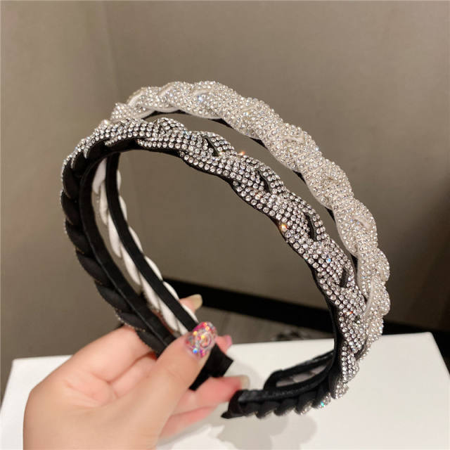 Korean fashion rhinestone chain fabric braid headband