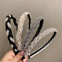 Korean fashion rhinestone chain fabric braid headband