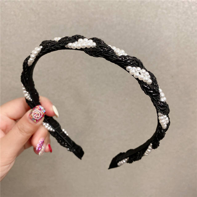 Korean fashion rhinestone chain fabric braid headband