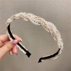 Korean fashion rhinestone chain fabric braid headband