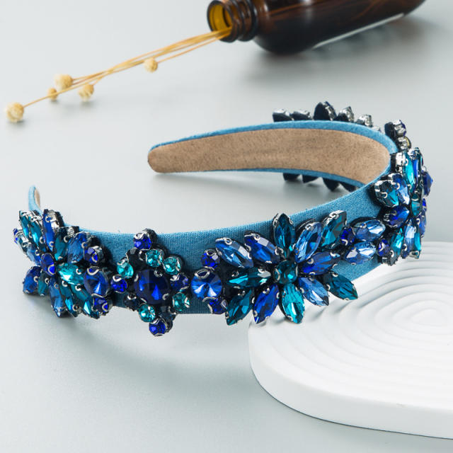 Vintage baroque trend color glass crystal statement headband