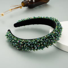 Personality spring color crystal beads padded headband