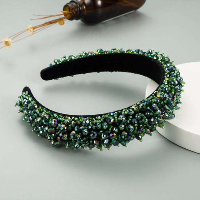 Personality spring color crystal beads padded headband