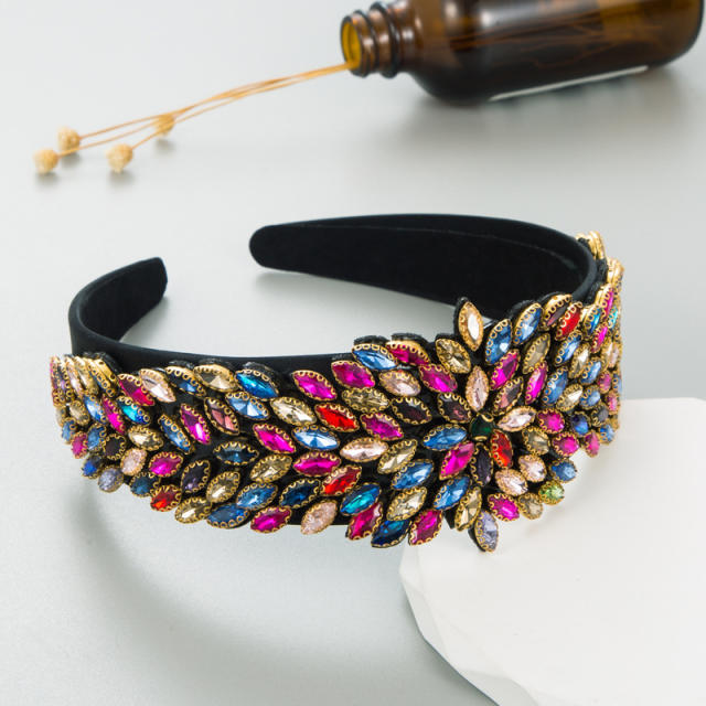 Handmade glass crystal statement baroque headband