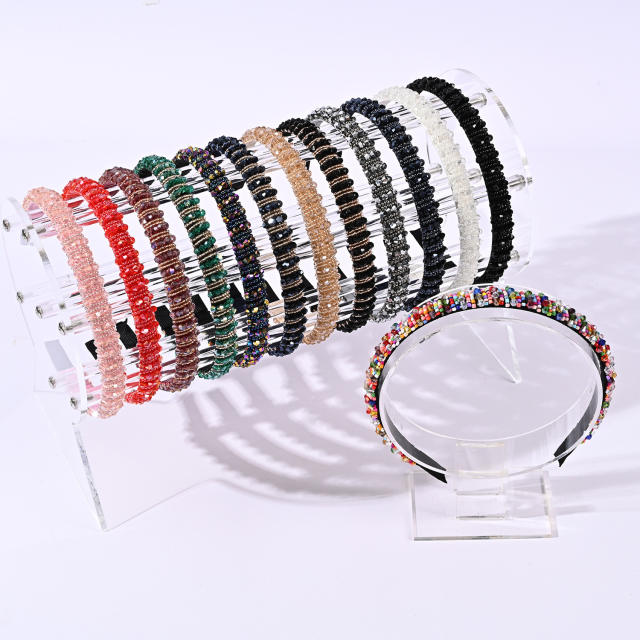 Korean fashion elegant crystal beads headband