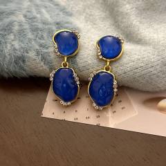 Easy match geometric resin blue jewelry set